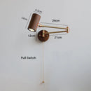 Axyaa Modern Wood and Iron Swing Sconce Light Spot Bulb with Pull Switch