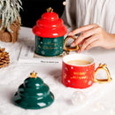 Axyaa Ceramic Christmas Tree Mug with Gold Wind Chime Handle