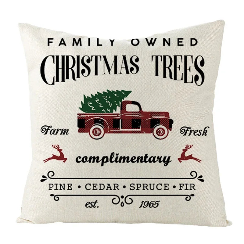 Axyaa Christmas Linen Square Pillow Case 45X45CM