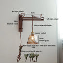 Axyaa Antique Brass Wall Lamp with Amber Glass Shade for Home Decor