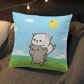 Axyaa Peach Cat Soft Cushion Cover 45x45 for Bed Sofa Home Decor