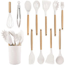 Silicone Kitchenware Utensil Set with Storage Box - Axyaa Branded Cooking Tools
