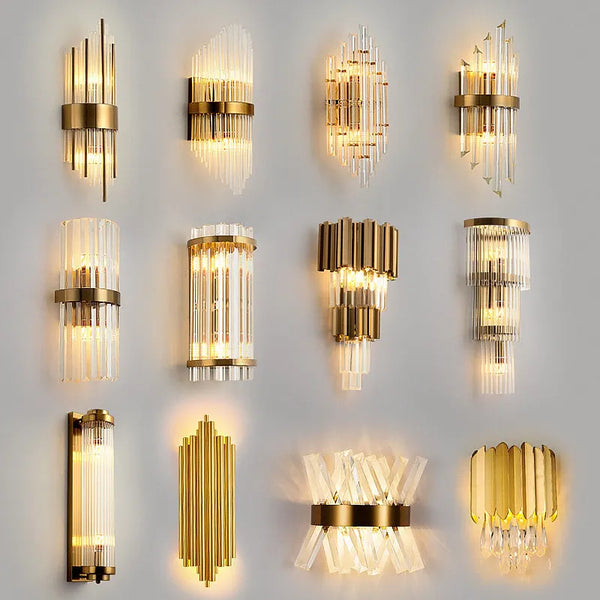 Axyaa Crystal Wall Lamp: Modern Luxury for Living Room, Bedroom, Corridor