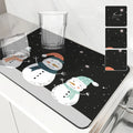 Christmas Snowmen Snowflakes Drying Mat for Kitchen Table Decoration - Axyaa
