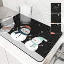 Christmas Snowmen Snowflakes Drying Mat for Kitchen Table Decoration - Axyaa
