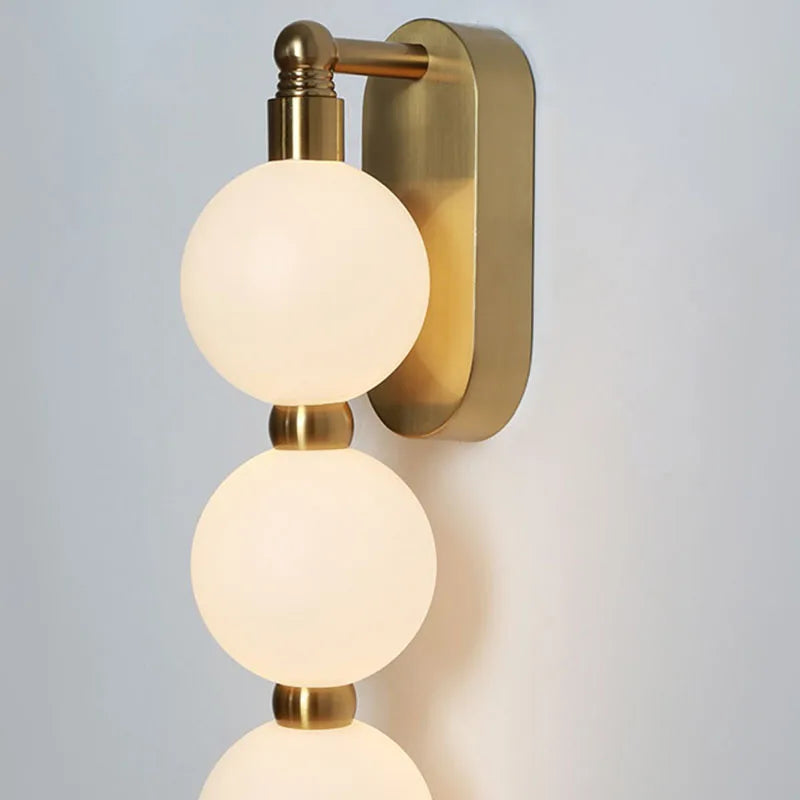 White Acrylic Ball Wall Lights Gold Metal Dimmable for Parlor Bedroom Stairs Aisle - Axyaa