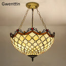 Axyaa Mediterranean Tiffany Glass Pendant Light Chandelier with LED Home Deco