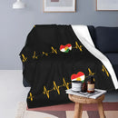 Axyaa Kurdish Heartbeat Flag Velvet Throw Blanket - Cozy Home Office Bedspread