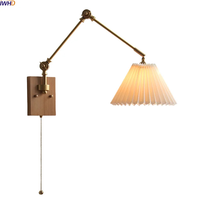 Axyaa Nordic LED Wall Light White Umbrella Style Swing Arm Modern Bedside Lamp