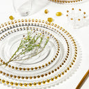 Axyaa Glass Bead Plate: Gold-Plated Round Pearl Steak Plate, Large Size