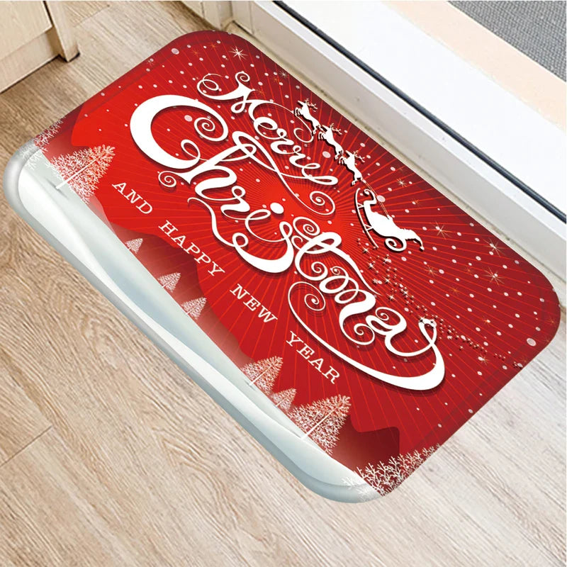 Axyaa Christmas New Year Home Decor Entrance Door Mat Non-Slip Living Room Hallway Carpet