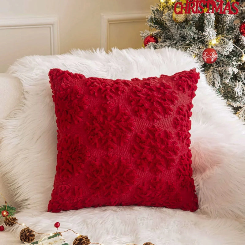 Axyaa Snowflake Beige Throw Pillow Covers 18x18 - Winter Christmas Decor for Sofa