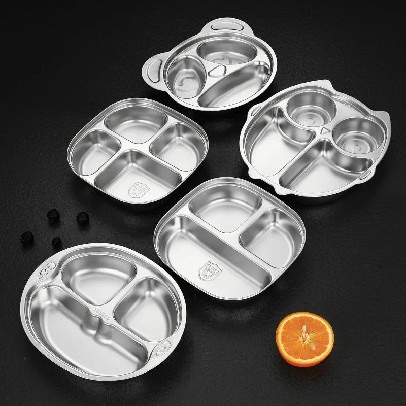 Axyaa Stainless Steel Divided Serving Tray Dinner Plate Lunch Container
