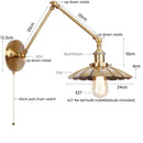 Axyaa Gold Industrial LED Wall Lamp with Pull Chain Switch - Vintage Style