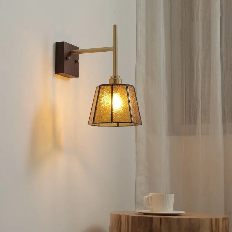 Axyaa Glass Copper LED Wall Lights Modern Bedside Lamp 4w Applique Da Parete