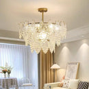 Axyaa French Cream Glass Chandelier Modern Minimalist Art for Living Room