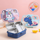 Axyaa 800ml Stainless Steel Cartoon Lunch Box Spoon Leak-Proof Bento for Kids & Office