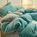 Axyaa Solid Flannel Bedding Set, Reversible Fleece Duvet Cover and Cozy Sheet with Pillowcases