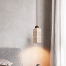 Axyaa Yellow Travertine Stone LED Pendant Lights for Minimalist Spaces