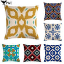 Axyaa Geometric Printed Linen Cushion Cover for Home Decoration 45x45cm