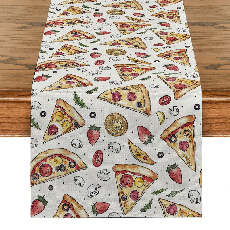 Vibrant Pizza Table Runner by Axyaa: Kitchen, Dining, Living Room Decor