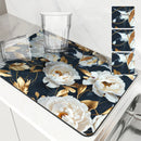 Axyaa 3D Plants Kitchen Mat: Absorbent, Antiskid, Quick Dry, Draining, Tableware Mat
