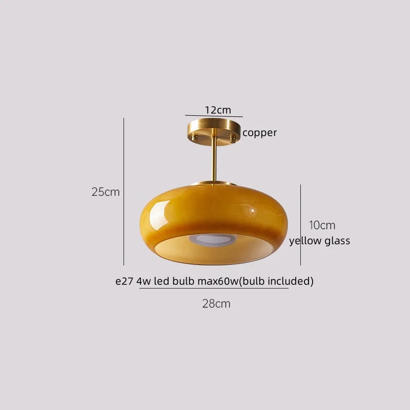 Axyaa Copper Glass LED Ceiling Lamp - Modern Indoor Lighting Fixtures