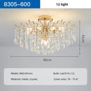 Axyaa Luxury Gold Crystal Ceiling Light Chandelier with LED Bulbs for Bedroom Decor