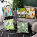 Colorful Blocks Geometric Abstract Pattern Cushion Cover by Axyaa