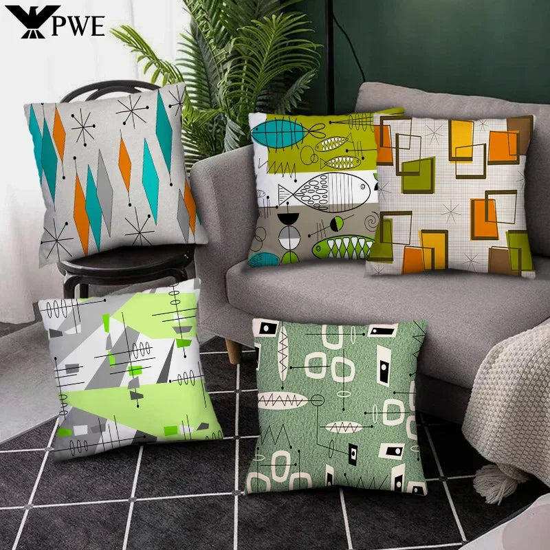 Colorful Blocks Geometric Abstract Pattern Cushion Cover by Axyaa