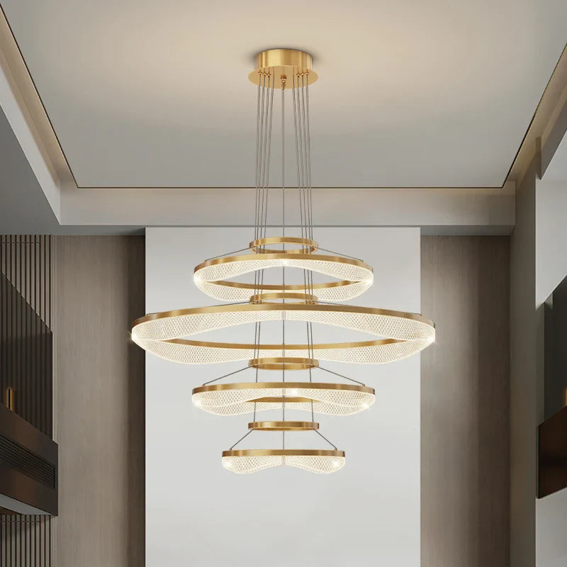 Axyaa Acrylic Living Room Chandelier Pendant Light - Modern Hanging Fixture