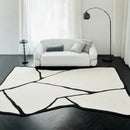 Axyaa Plush Black White Lines Carpet: Modern Luxury Room Decor Rug