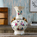 Axyaa Blue and White Ceramic Vase - American Retro Living Room Decor