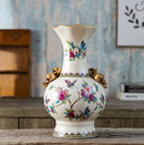 Axyaa Blue and White Ceramic Vase - American Retro Living Room Decor