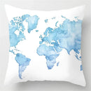 Axyaa Blue Geometric Marble Pillow Cover - Decorative Throw Cushion Case