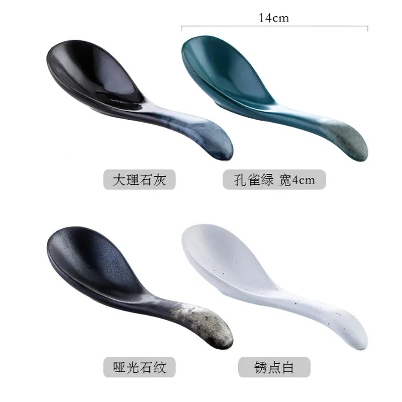 Axya Blue Ceramic Spoon Set for Stylish Dining Experience