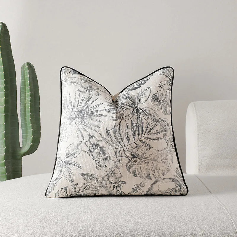 Luxurious Tassel Pillowcase with French Print & Black and White Style by Axyaa
