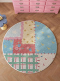 Axyaa Round Patchwork Fluffy Living Room Carpet - Cute Bedroom Area Rugs