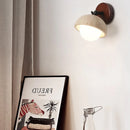 Axyaa Mid Century LED Wall Lights, Yellow Travertine Finish, Pull Chain Switch