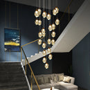 Axyaa LED Crystal Chandelier Staircase Pendant Lamp for Living Room - Modern Indoor Lighting Fixtures