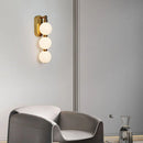 White Acrylic Ball Wall Lights with Dimmable Gold Metal Finish by Axyaa