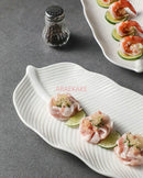 Axyaa Ceramic Banana Leaf Plate - Sushi, Dim Sum, Barbecue, Hotel Tableware