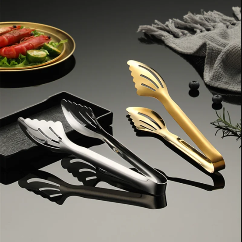 Axyaa Stainless Steel Food Tongs Kitchen Utensils Silver Golden Beef Clip.