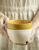 Axyaa 4.5-inch Sesame Glazed Ceramic Rice Bowl Set for Home Dining