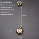 Axyaa Vintage Glass Globe Pendant Light Trio in Clear, Smoke Gray, or Amber