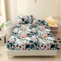 Axyaa Leaf Flower Fitted Sheet - Soft Brushed Polyester Fiber Mattress Cover