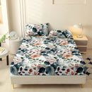 Axyaa Leaf Flower Fitted Sheet - Soft Brushed Polyester Fiber Mattress Cover