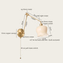 Axyaa French Cream Resin LED Wall Light with Pull Chain Switch - Vintage Copper Wandlamp