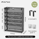 Axyaa 5-Layer Vertical Wall File Storage Rack with Magazine Holder - Black