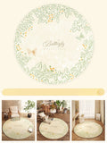 Axyaa Butterfly Pattern Plush Round Carpet for Cream Style Bedroom Decor and Living Room